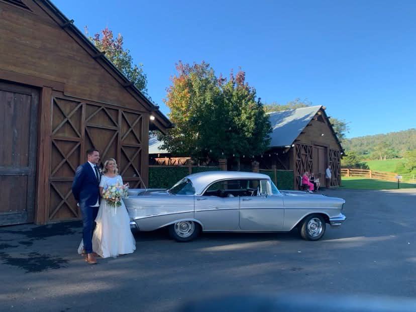 57 chevy gold coast wedding car